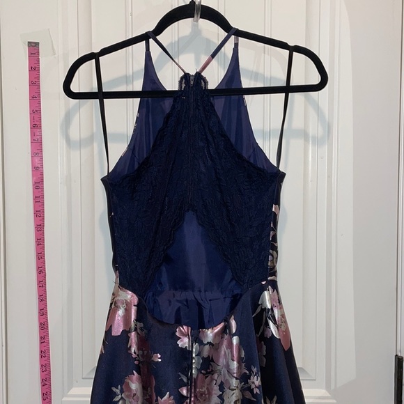 B.SMART  7  Fit & Flair Evening Gown Leg Slit Racerback w Lace inserts & Cutout - Picture 10 of 16